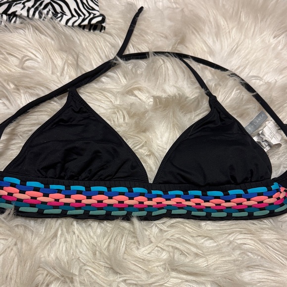 La Blanca Other - La Blanca Black Bikini Top with Pink, Blue, and Green Accents